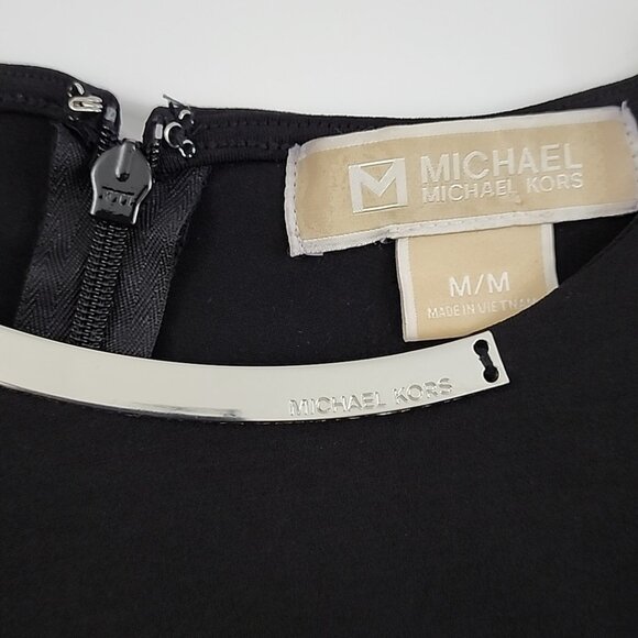 Michael Kors Women's Black Sheath Long Sleeves Dress Fold over Front Size Medium - Picture 4 of 9